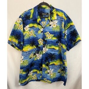 Vintage Favant Hawaiian Palm Trees Beach Button Up Shirt Mens Size 3XL